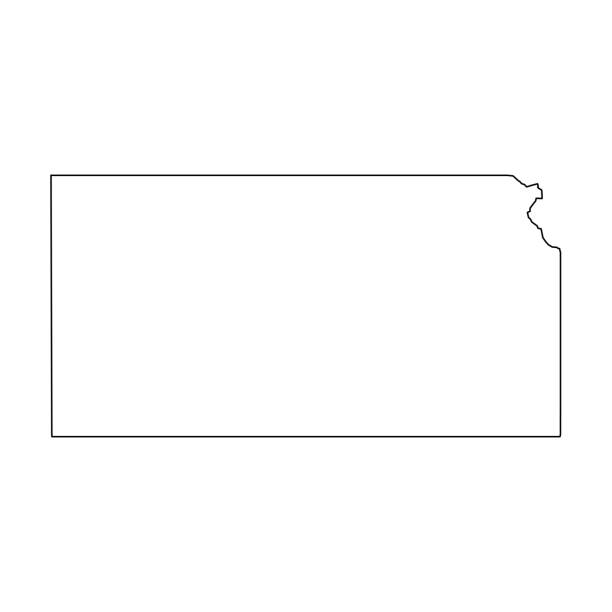 ilustrações de stock, clip art, desenhos animados e ícones de kansas, state of usa - solid black outline map of country area. simple flat vector illustration - kansas map design state