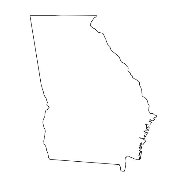 Georgia, state of USA - solid black outline map of country area. Simple flat vector illustration Georgia, state of USA - solid black outline map of country area. Simple flat vector illustration. georgia us state stock illustrations