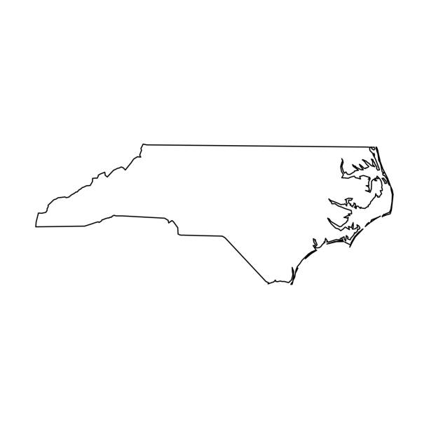 illustrations, cliparts, dessins animés et icônes de caroline du nord, état des états-unis-carte contour noir massif de la zone de pays. illustration simple de vecteur plat - south carolina map cartography outline