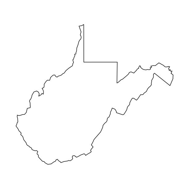 west virginia, bundesstaat usa-solide schwarze umrisskarte des landgebietes. einfache flache vektorabbildung - fill frame stock-grafiken, -clipart, -cartoons und -symbole