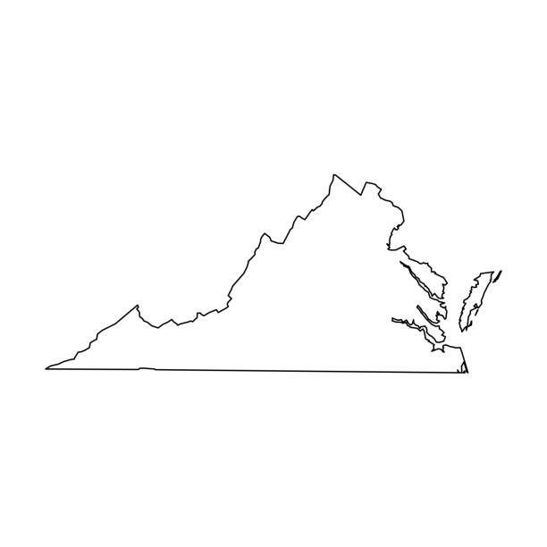 Virginia, state of USA - solid black outline map of country area. Simple flat vector illustration vector art illustration