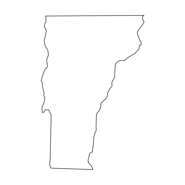 illustrations, cliparts, dessins animés et icônes de vermont, état des états-unis-carte contour noir massif de la zone de pays. illustration simple de vecteur plat - vermont