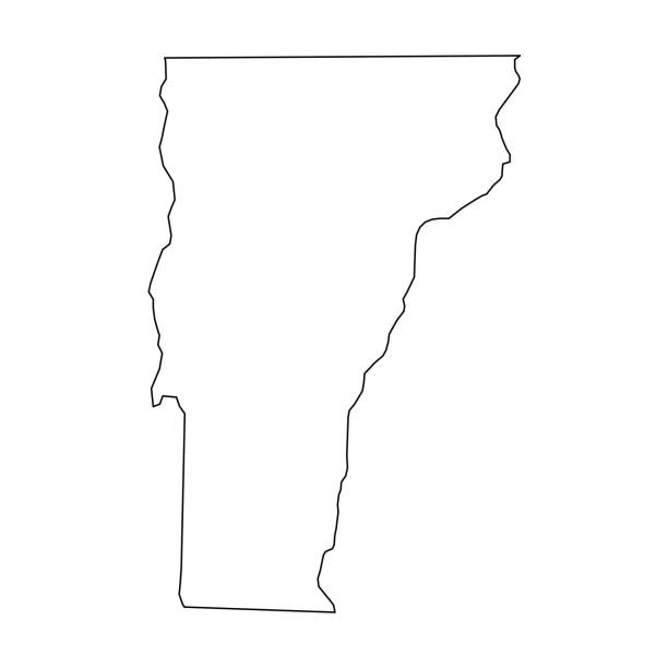 버몬트, 미국 주-솔리드 블랙 국가 지역의 개요 지도. 단순한, 편평한 벡터 일러스트 - new england region stock illustrations