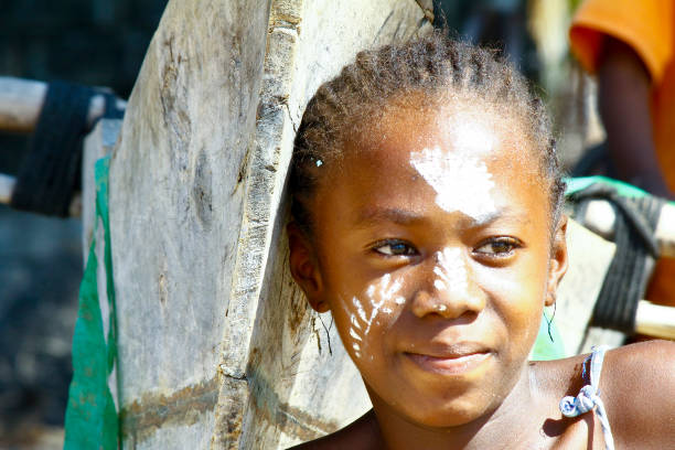 istock Girl with traditionally painted face, Madagascar 1140147688