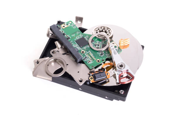 istock Harddisk close-up details of the computer, harddisk in parts 1140148716