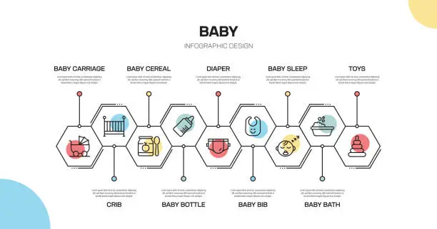 Vector illustration of Baby Related Line Infographic Design