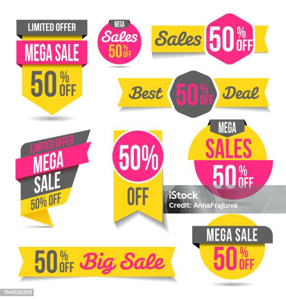 Sales Banners Labels Stock Illustration - Download Image Now - Single Object, Buying, Retail