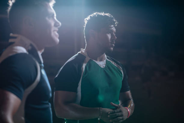 istock Opposite rugby team players during game 1140150533