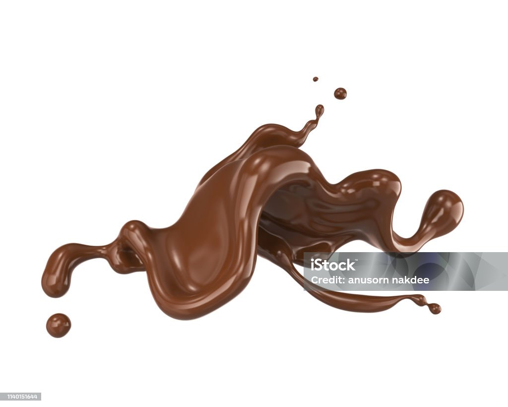 Chocolate splash isolated on white background. Chocolate splash isolated on white background, 3d rendering Include clipping path. Chocolate Stock Photo
