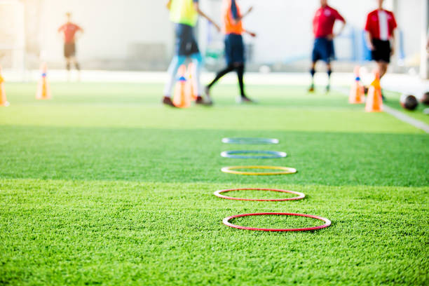 istock selective focus to ring ladder marker and cone are soccer training equipment 1140151992