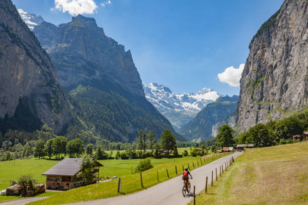 istock senior woman Mountain Biking in Grindelwald 1140152449