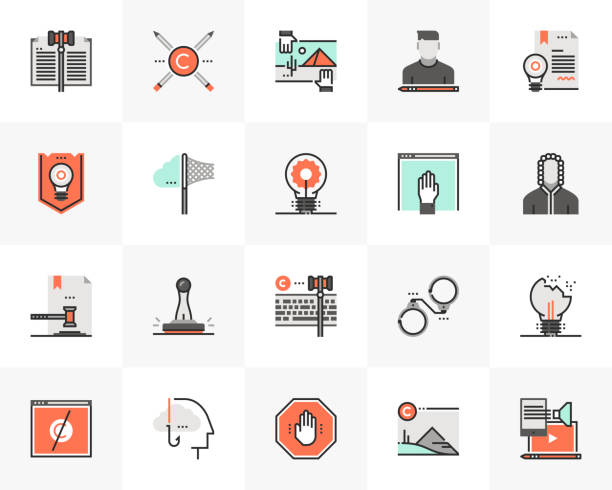 Digital Copyright Futuro Next Icons Pack - illustrazione arte vettoriale