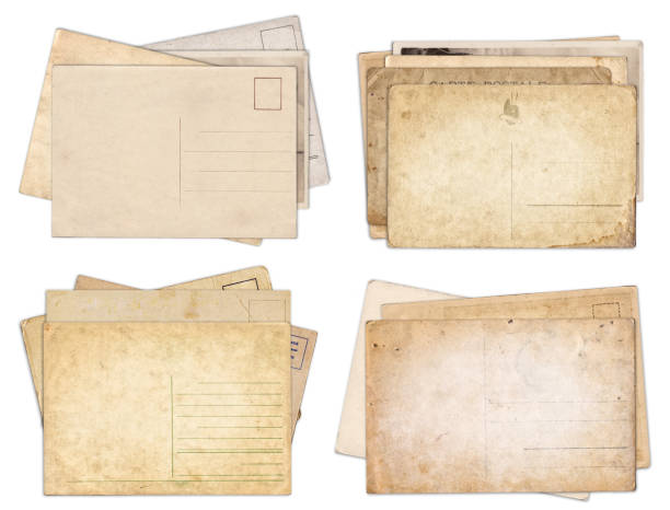 istock Set of various old vintage postcards isolated on white 1140155571