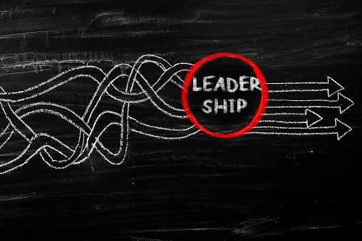 Leadership concept on blackboard