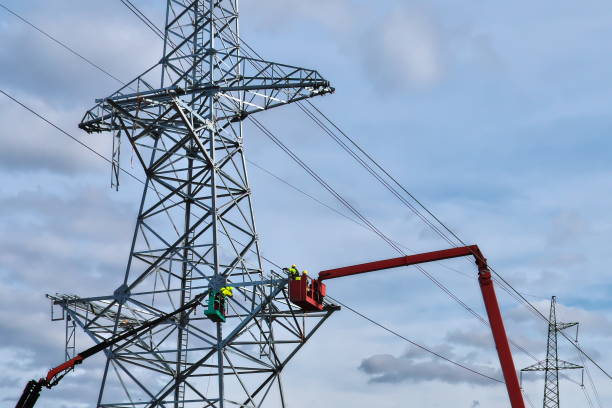 istock Building of a new overhead power transmission pylon. 1140155689