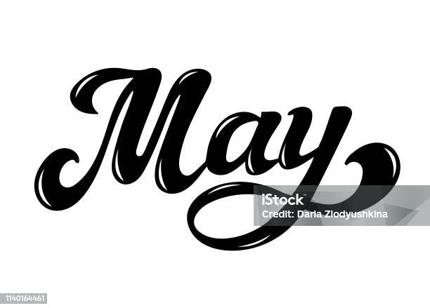 May Boxed Lettering May Hand Drawn Lettering Stock Illustration - Download Image Now ...