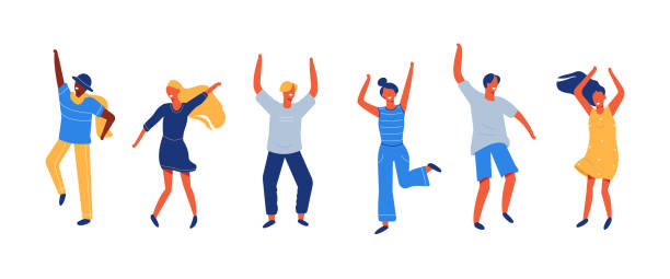 mutlu insanlar - woman dancing stock illustrations