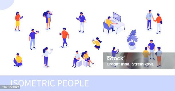 People Stock Illustration - Download Image Now - Isometric Projection, People, Illustration