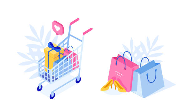 einkäufe - shopping shopping bag shopping mall retail stock-grafiken, -clipart, -cartoons und -symbole