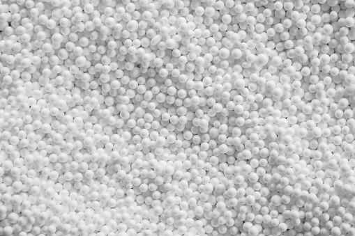 Background of tiny white ball foam plastic