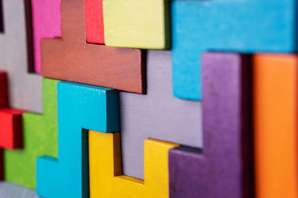 istock Geometric shapes on a wooden background. 1140166415