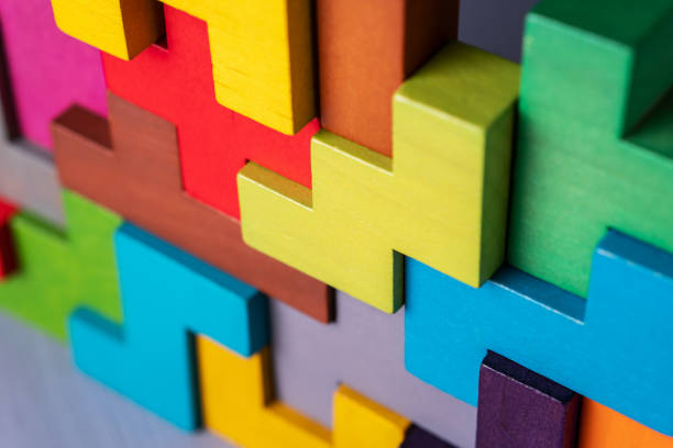 istock Geometric shapes on a wooden background. 1140166417