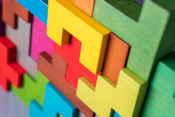 istock Geometric shapes on a wooden background. 1140166422