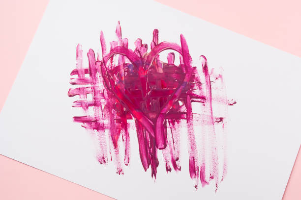 istock Pink heart painted with nail polish 1140169845