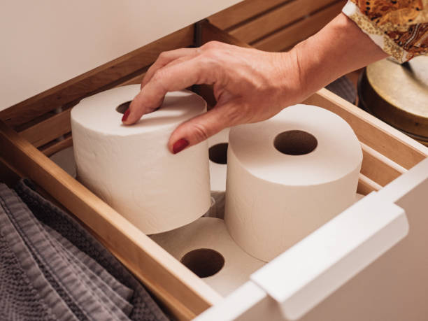 istock Toilet paper storage in bathroom drawer 1140169897
