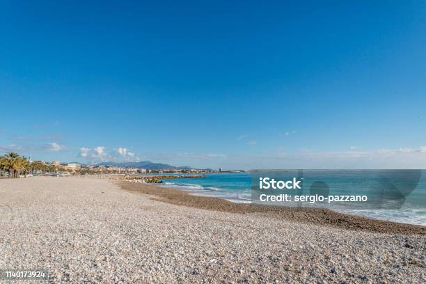 Seacoast Of Cagnessurmer In A Sunny Winter Day Stock Photo - Download Image Now - Beach, Cactus, Cagnes-sur-Mer