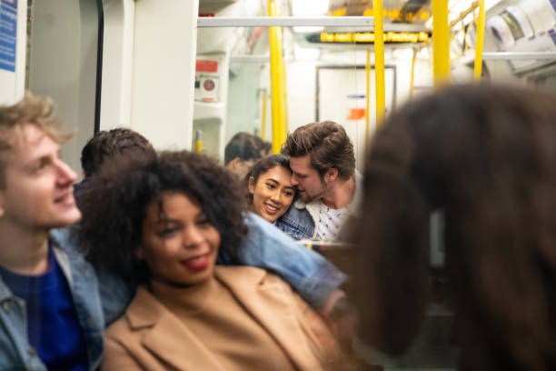 Group of friend in the subway train