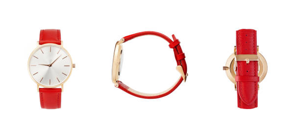 istock Classic women watch, clock with time leather strap, isolate on white background. 1140175161