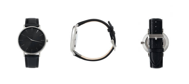 istock Classic women watch, clock with time leather strap, isolate on white background. 1140175185