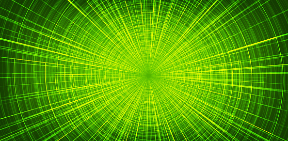 Green Hyperspace speed motion on future Technology background,warp and expanding movement concept,vector Illustration.