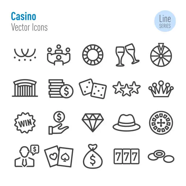 Vector illustration of Casino Icons - Vector Line Series