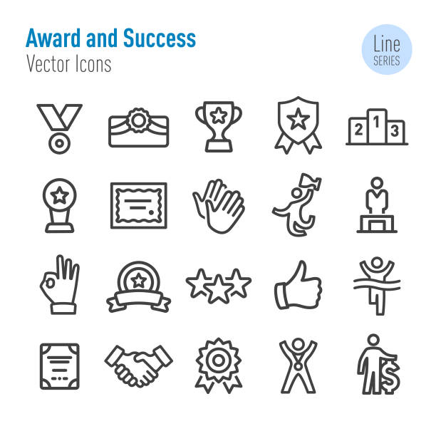 award and success icons-vector line series - perfection stock-grafiken, -clipart, -cartoons und -symbole