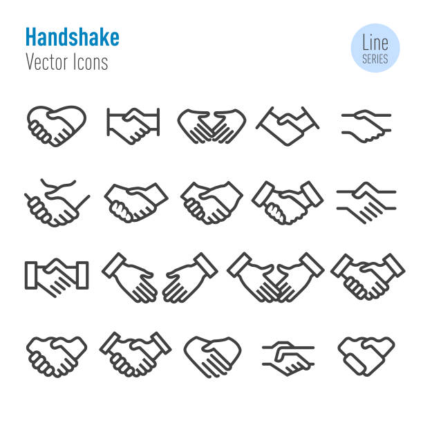 Handshake Icons - Vector Line Series Handshake, shareholders meeting stock illustrations