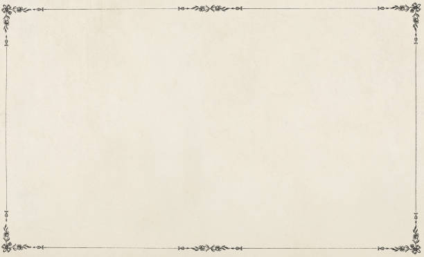 antyczny papier z kwiecistą obramowaniem - xix wiek - lithograph stock illustrations