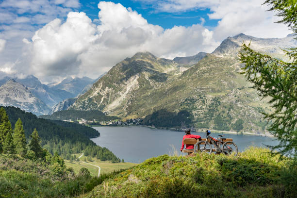 istock Mountainbiking in Engadine valley Switzerland 1140182108