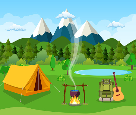 istock Vector flat illustration camping. 1140182157