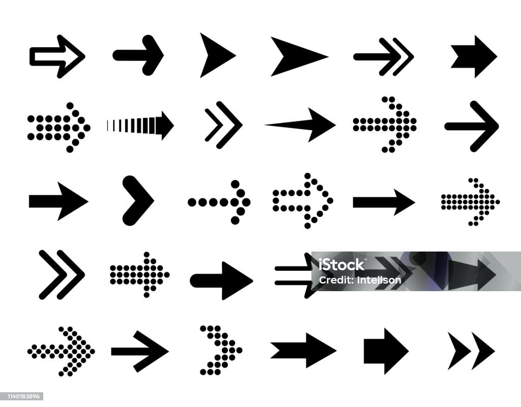 Set of black vector arrows. Arrows flat style - stock vector. Arrow Symbol stock vector