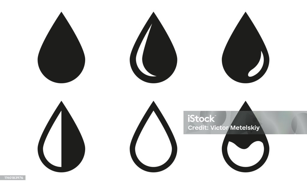 Drop icons set isolated on white background. Black water drop symbols. Vector illustration. Drop stock vector