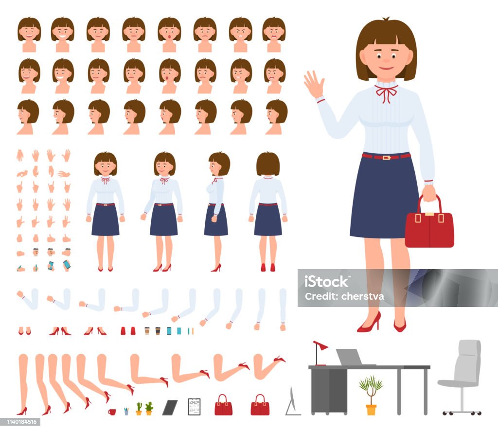 Office Manager Woman Cartoon Character Constructor Design Set Generator Of Waving Young Adult Lady In Business Clothing Standing On White Background Stock Illustration - Download Image Now - iStock Office Manager Woman Cartoon Character Constructor Design Set Generator Of Waving Young Adult Lady In Business Clothing Standing On White Background Stock Illustration - Download Image Now - iStock
