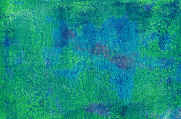 istock Bright green and blue hand painted abstract background 1140191048