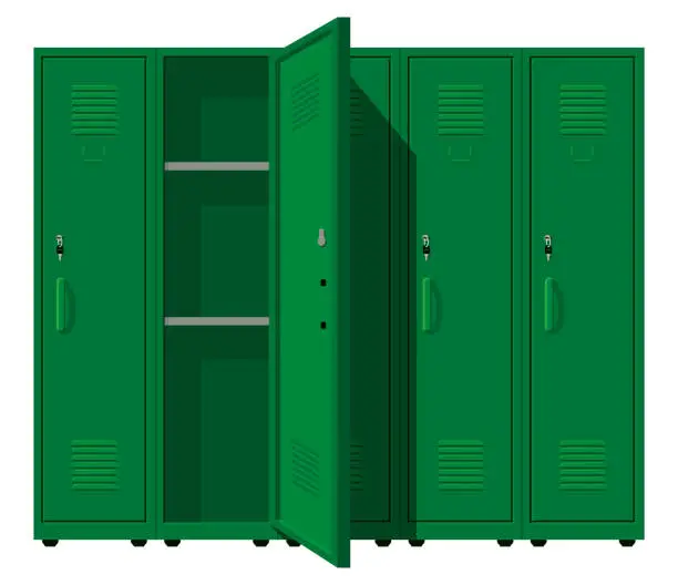 Vector illustration of Metal Green Cabinets