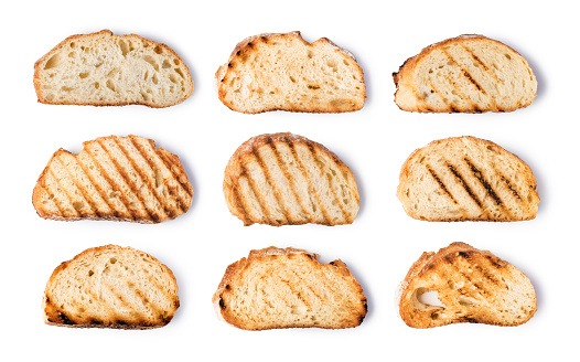 slices toast bread isolated on white background