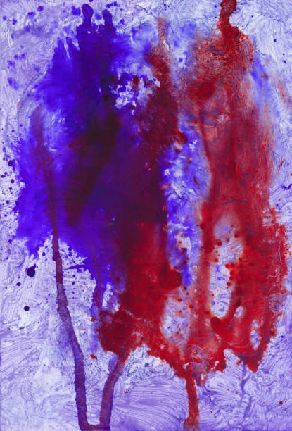 istock Bright purple and red hand painted background with drips 1140201757