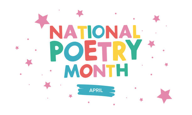 ilustrações de stock, clip art, desenhos animados e ícones de national poetry month in april. poster with handwritten lettering. poetry festival in the united states and canada. literary events and celebration. greeting card, invitation, poster, banner or background. vector - poem