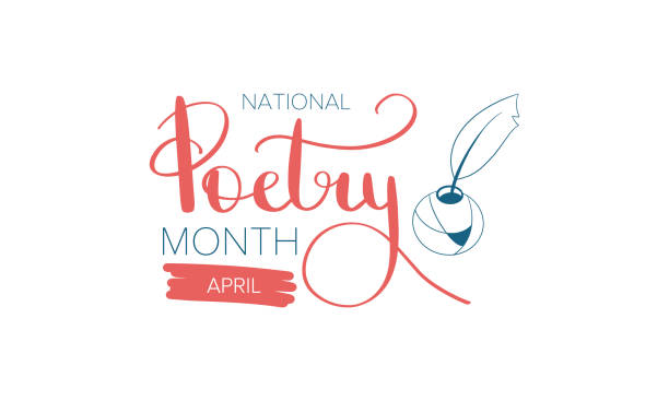 ilustrações de stock, clip art, desenhos animados e ícones de national poetry month in april. poster with handwritten lettering. poetry festival in the united states and canada. literary events and celebration. greeting card, invitation, poster, banner or background. vector - poem