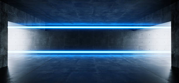 istock Empty Elegant Modern Grunge Dark Refletcions Concrete Underground Tunnel Room With Bright White Lights Background Wallpaper 3D Rendering 1140203358